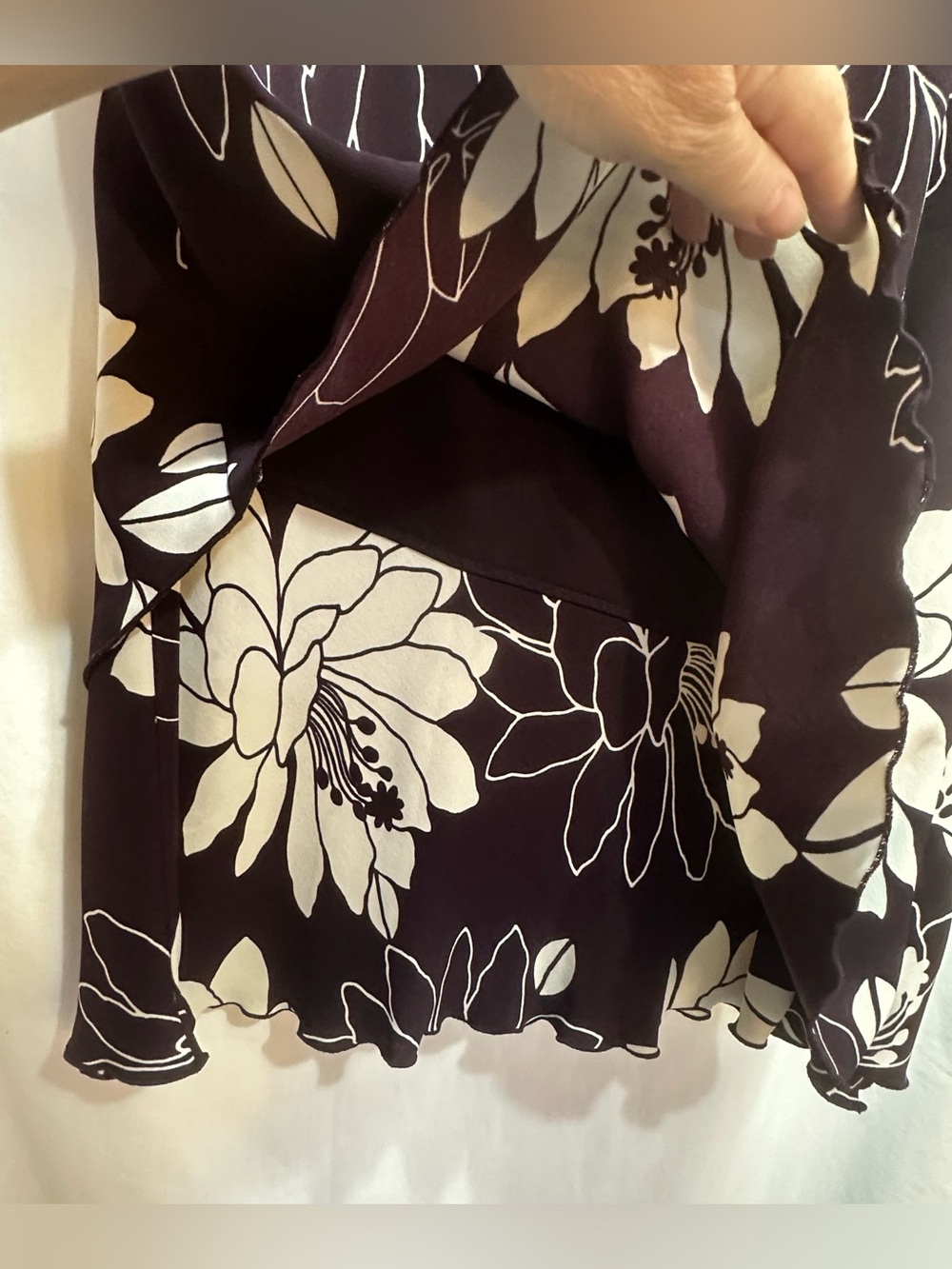Women’s Deep Plum/ Burgundy Floral Skirt - cream colored Flower Print.